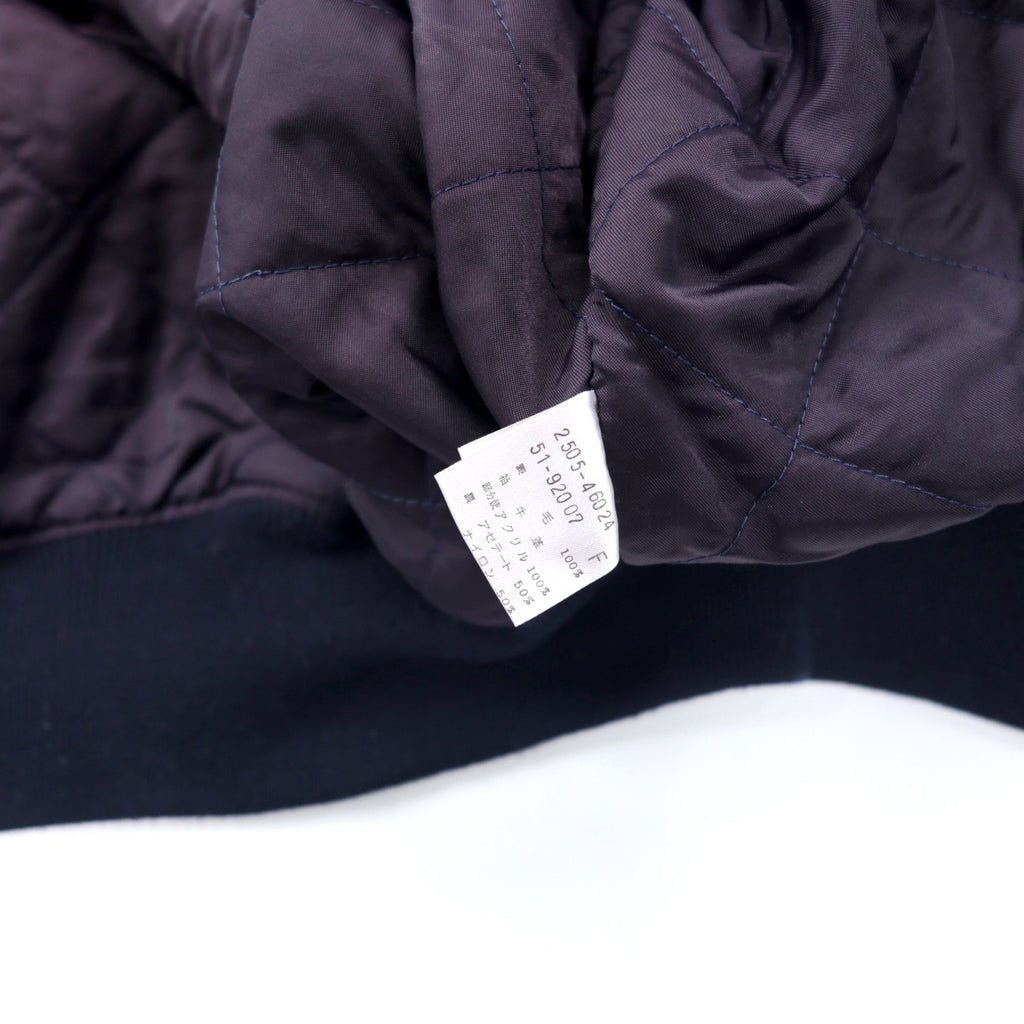 MAISON GRAY FOR MEN 90's Sleeve Leather Stadium Jumper Botastar FREE Navy Wool Cowhide Quilted Liner