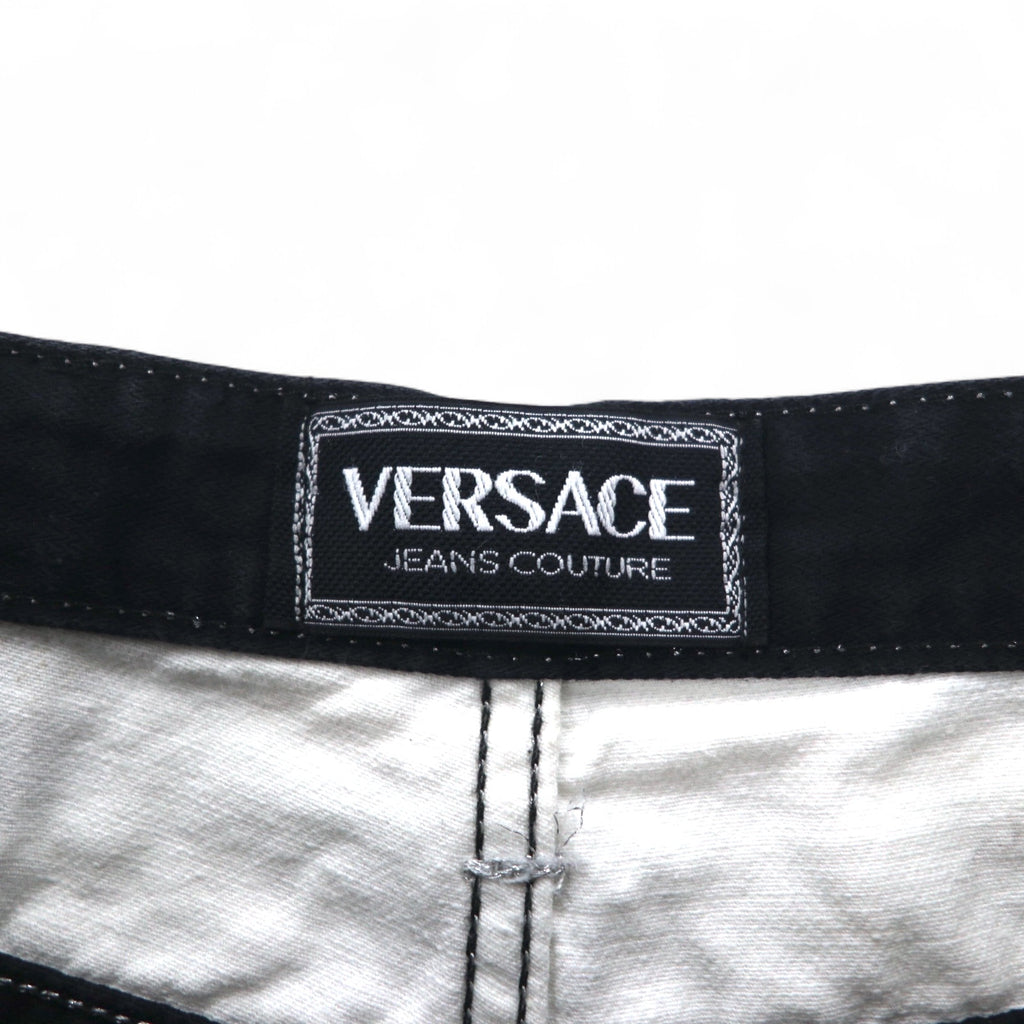 VERSACE JEANS COUTURE Made in Italy High Waist Tapered Denim Pants M Black Medusa Zipper Fly
