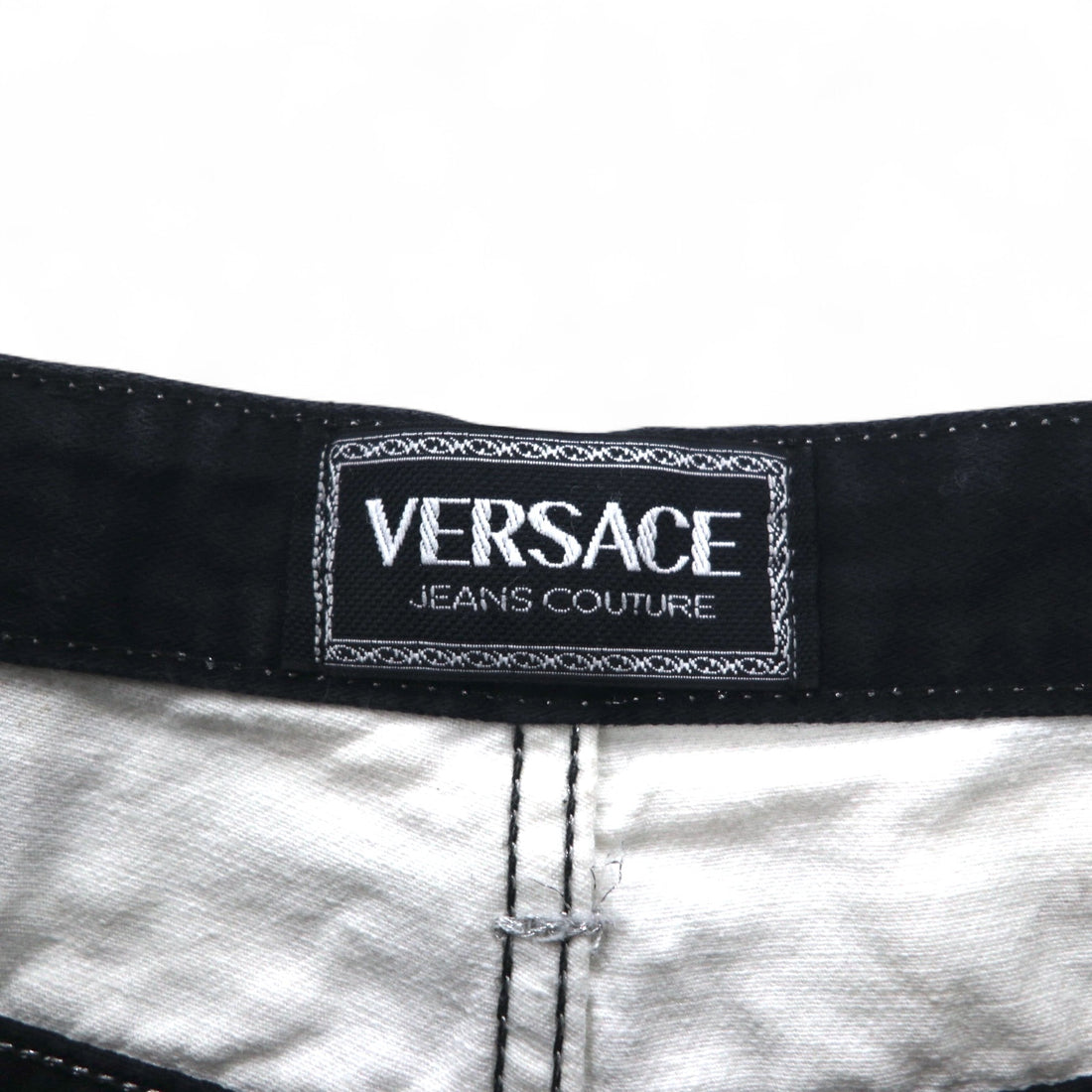 VERSACE JEANS COUTURE Made in Italy High Waist Tapered Denim Pants M Black Medusa Zipper Fly
