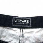 VERSACE JEANS COUTURE Made in Italy High Waist Tapered Denim Pants M Black Medusa Zipper Fly