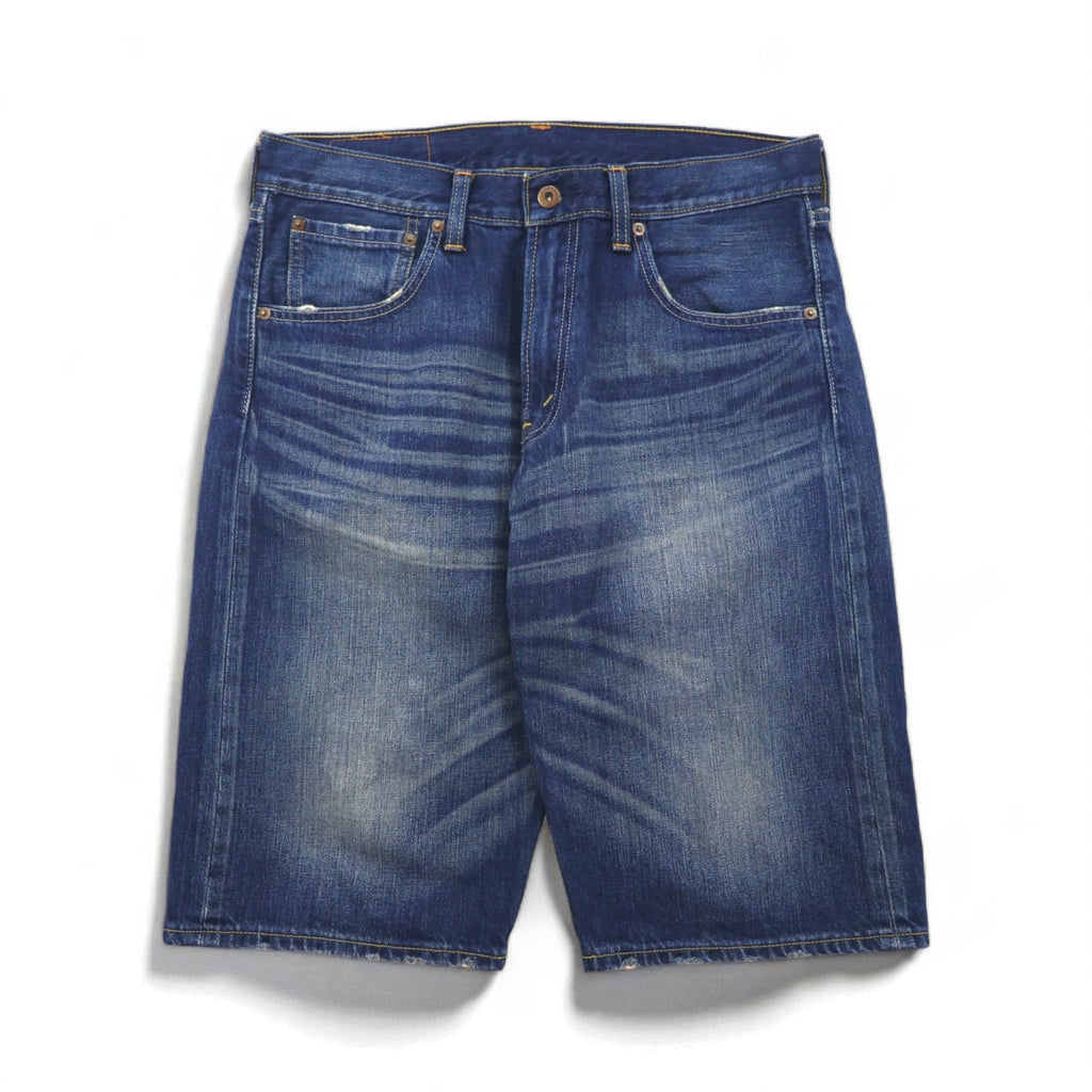 Levi's 503 Short Denim Pants, Size L, Indigo with Distressed Leather Patches, SP503-0019