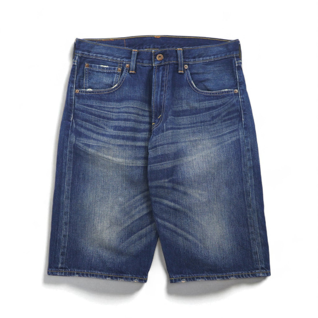 Levi's 503 Short Denim Pants, Size L, Indigo with Distressed Leather Patches, SP503-0019