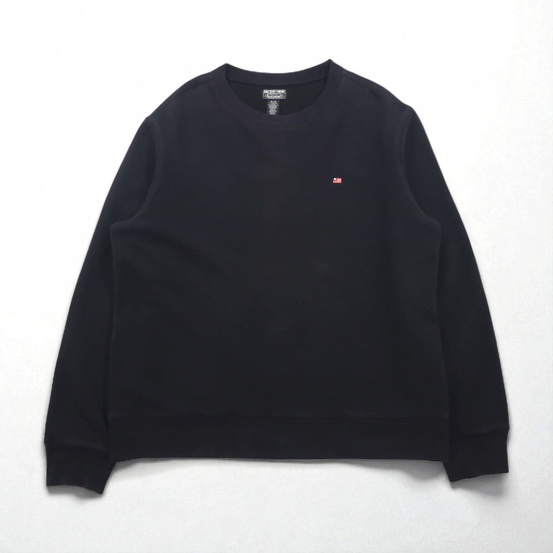 POLO JEANS COMPANY RALPH LAUREN V-neck crew neck sweatshirt, XL, black, solid color, one-point logo embroidery