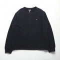 POLO JEANS COMPANY RALPH LAUREN V-neck crew neck sweatshirt, XL, black, solid color, one-point logo embroidery