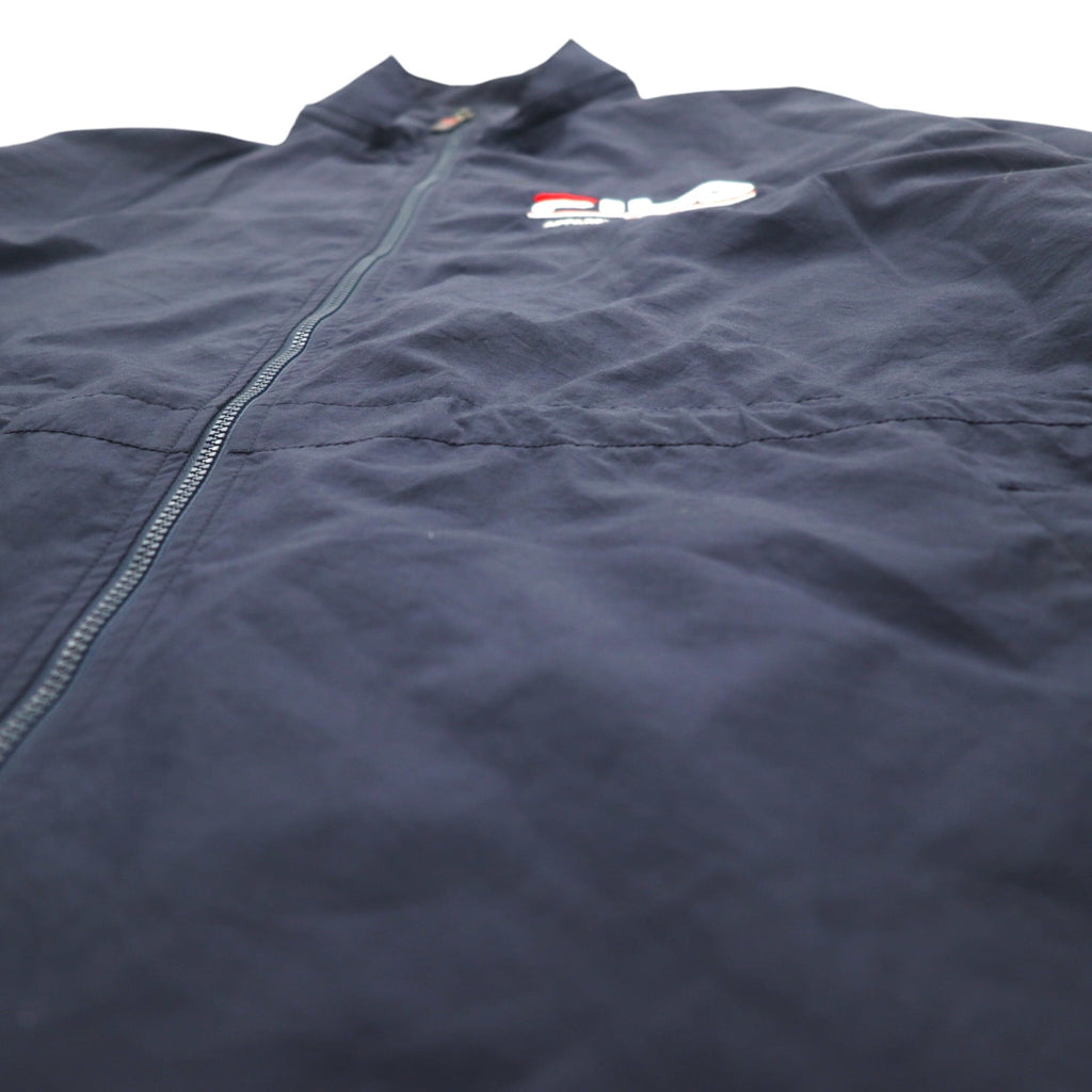 FILA 90年代 ナイロンパーカー XL ネイビー メッシュライナー フード着脱式 ドローコード