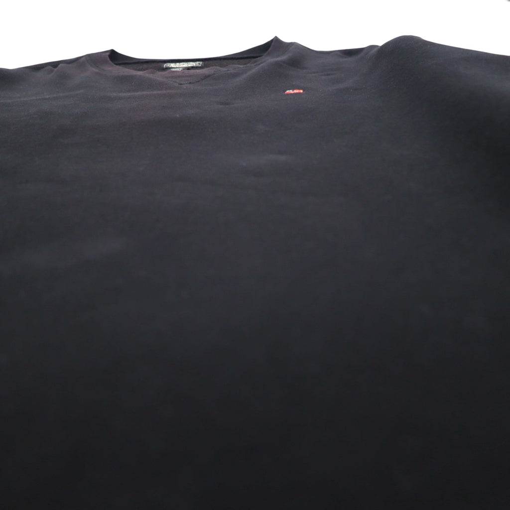 POLO JEANS COMPANY RALPH LAUREN V-neck crew neck sweatshirt, XL, black, solid color, one-point logo embroidery
