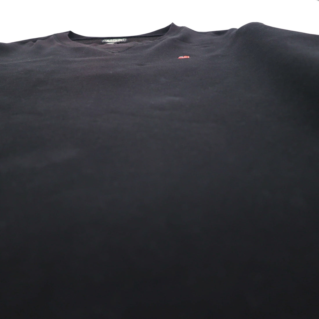 POLO JEANS COMPANY RALPH LAUREN V-neck crew neck sweatshirt, XL, black, solid color, one-point logo embroidery