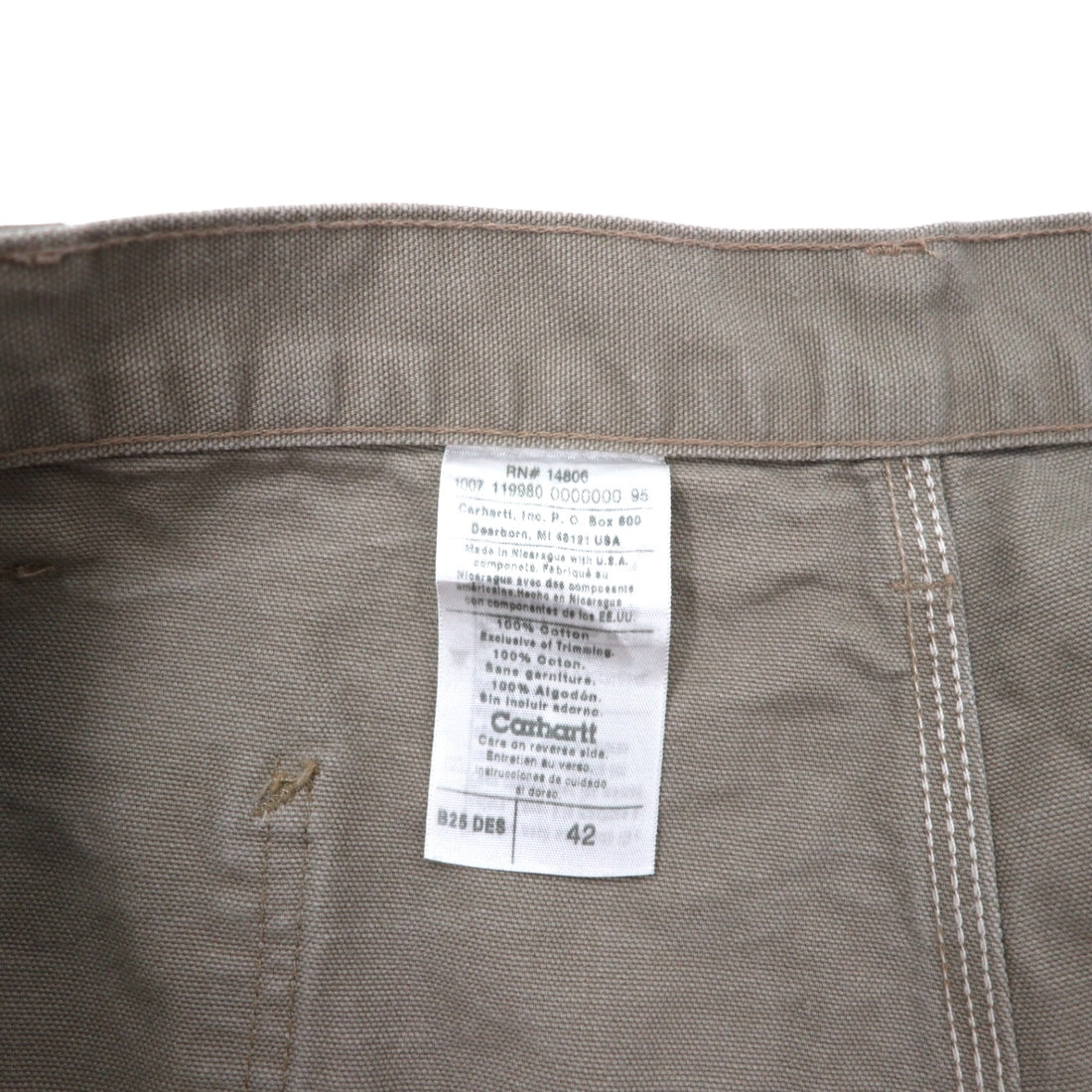 Carhartt Duck Work Shorts Painter Shorts 42 Khaki Cotton WASHED DUCK WORK SHORT B25