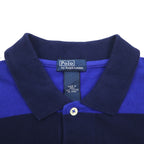 Polo by Ralph Lauren 90s Striped Polo Shirt, Medium, Navy, Blue, Pique, Small Pony Embroidery, Made in Peru