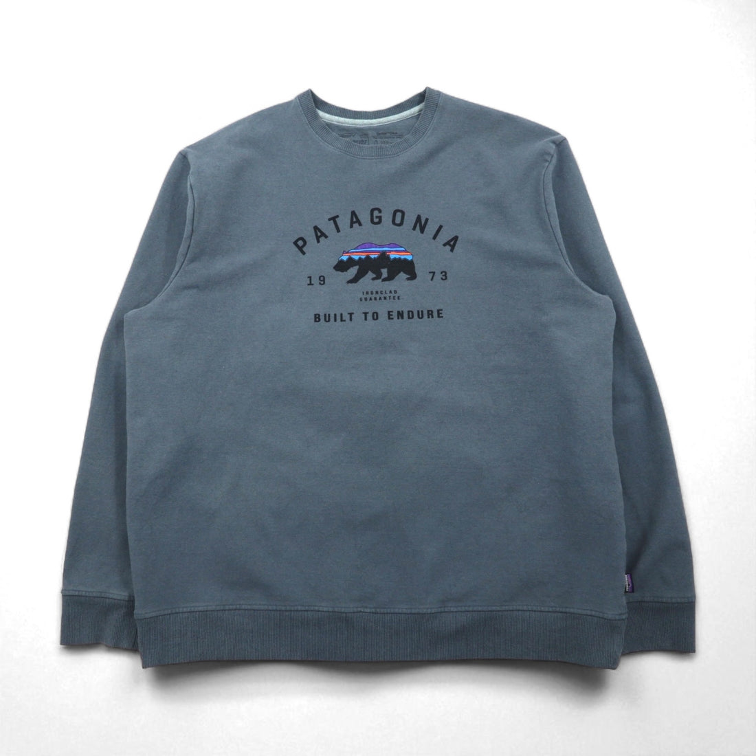Patagonia Bear Print Crew Sweatshirt, Size 2XL, Blue, Fleece-Lined, 39544