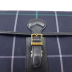 Burberrys Old Windowpane Check Shoulder Bag Navy Nylon Canvas Leather