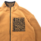VANS Full Zip Fleece Jacket S Beige Polyester Leopard