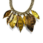 MARNI ribbon necklace in leaf gold and black metal