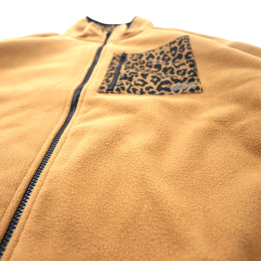 VANS Full Zip Fleece Jacket S Beige Polyester Leopard