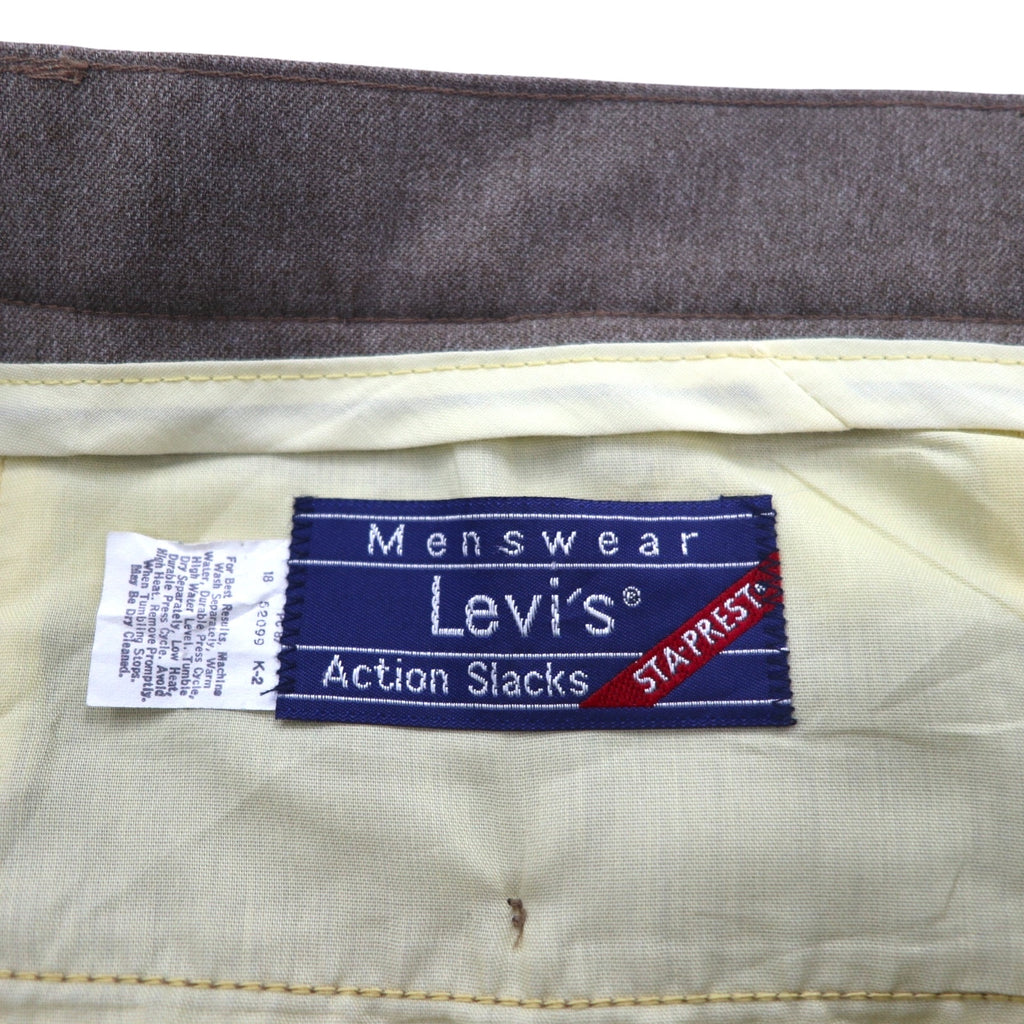 Levi's 80's USA Made Action Slacks STA-PREST Slacks Pants L Brown Rocket TALON Zip