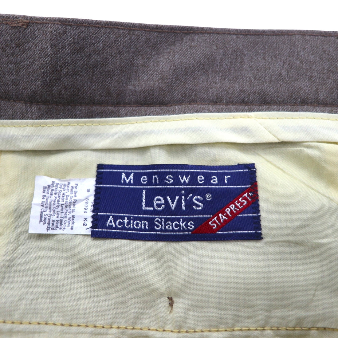 Levi's 80's USA Made Action Slacks STA-PREST Slacks Pants L Brown Rocket TALON Zip