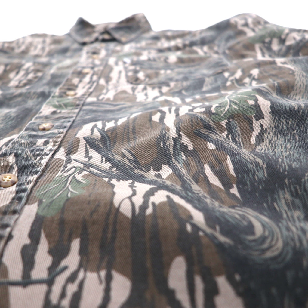 Carhartt 90s Tree Camo Button-Down Work Shirt, Size XL, Khaki, Mossy Oak Camo, Rugged Outdoor Wear