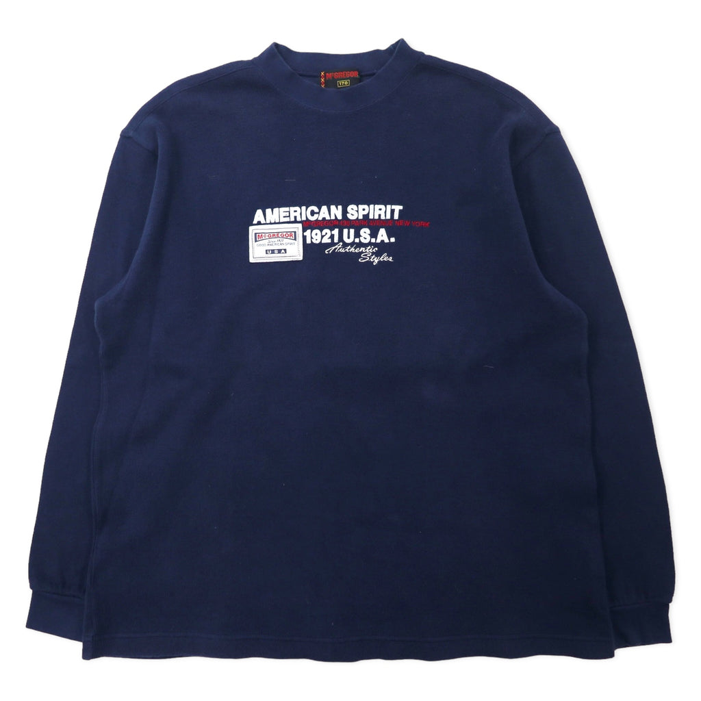 日本然リトテ-古着オンライン-McGREGOR 90年代 クルーネック スウェット 170 ネイビー コットン AMERICAN SPIRIT 刺繍-McGREGOR 90's Crewneck Sweatshirt 170 Navy Cotton American Spirit embroidery