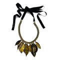 MARNI ribbon necklace in leaf gold and black metal