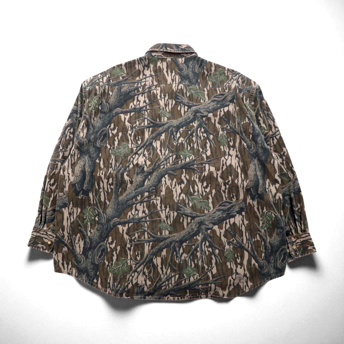 Carhartt 90s Tree Camo Button-Down Work Shirt, Size XL, Khaki, Mossy Oak Camo, Rugged Outdoor Wear