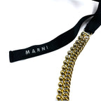 MARNI ribbon necklace in leaf gold and black metal