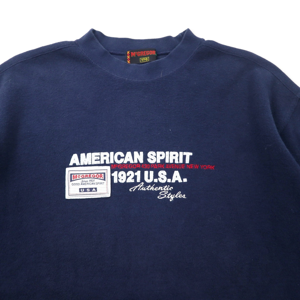 McGREGOR 90's Crew Neck Sweat 170 Navy Cotton AMERICAN SPIRIT Embroidery