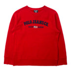 日本然リトテ-古着オンライン-POLO JEANS CO. RALPH LAUREN 90年代 リバースウィーブ ロゴ刺繍 スウェット M レッド コットン 星条旗 前V-POLO JEANS CO. RALPH LAUREN 90's Reverse Weave Logo Embroidery Sweatshirt M Red Cotton Stars and Stripes Front V