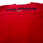 POLO JEANS CO. RALPH LAUREN 90s Reverse Weave Logo Embroidered Sweatshirt M Red Cotton Stars and Stripes Front V