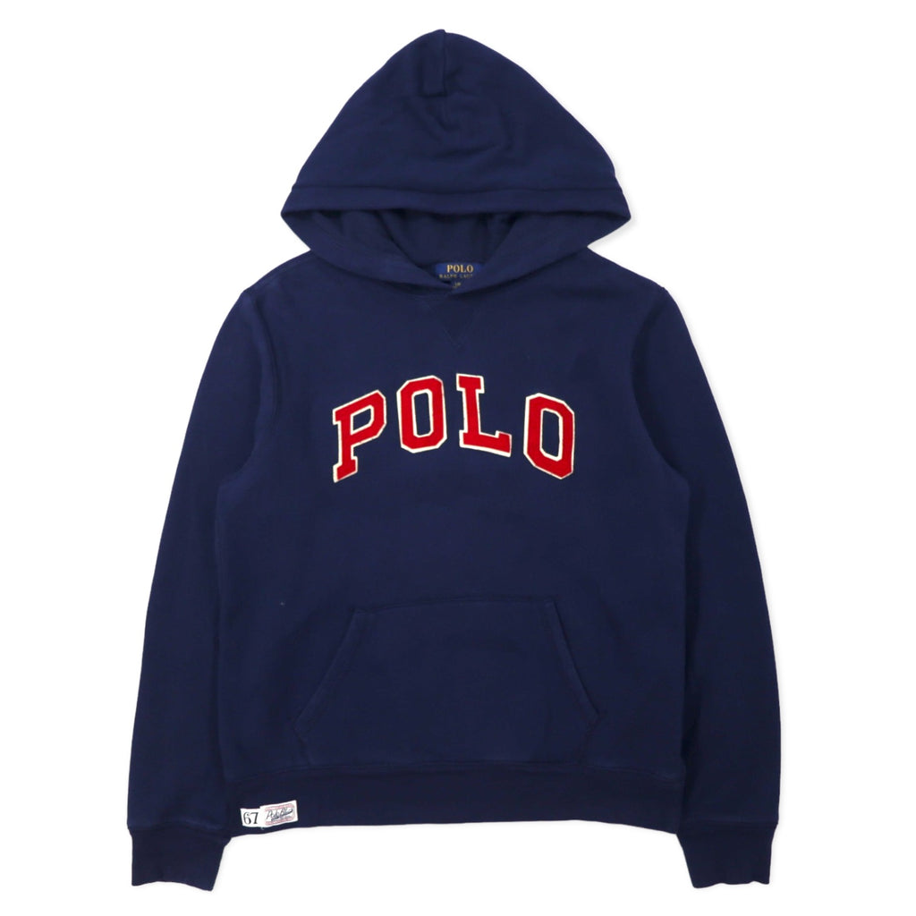 日本然リトテ-古着オンライン-POLO RALPH LAUREN ロゴ刺繍 プルオーバーパーカー L ネイビー コットン 裏起毛-POLO RALPH LAUREN Logo Embroidery Pullover Hoodie L Navy Cotton brushed lining