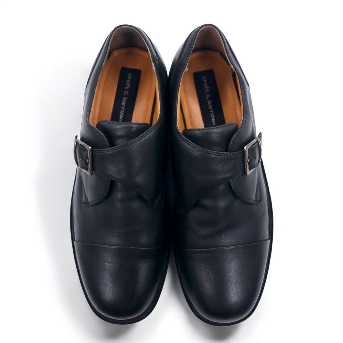 croft &amp; barrow monk strap straight tip dress shoes 29cm black leather BERET
