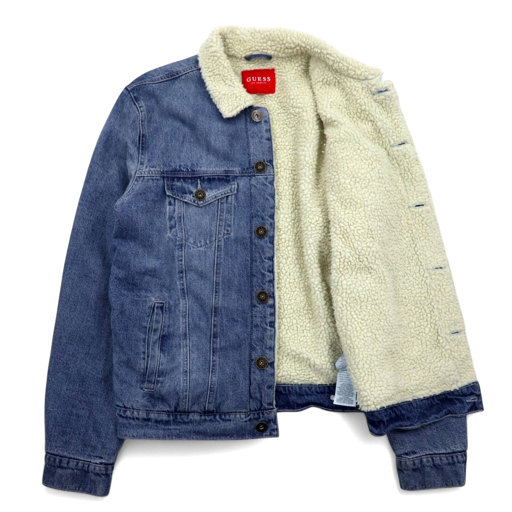 GUESS Boa Denim Jacket Trucker Jacket M Blue Cotton Sherpa Denim Jacket X74XN1R0LF0
