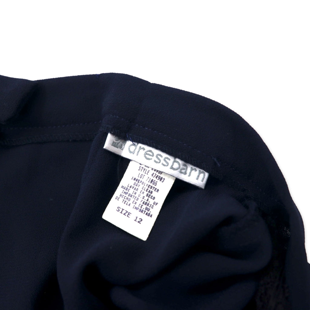 Dressbarn Sheer Drape Wide Pants Size 12 Navy Polyester Slit Layered Made in USA