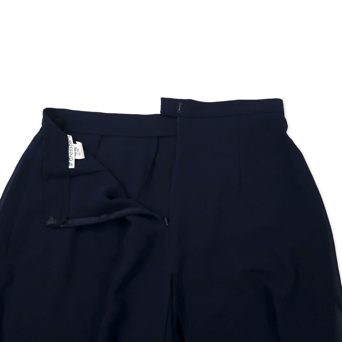 Dressbarn Sheer Drape Wide Pants Size 12 Navy Polyester Slit Layered Made in USA