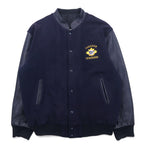 日本然リトテ-古着オンライン-カナダ製 90年代 CANADA SPORTSWEAR 袖レザー スタジャン XL ネイビー レザー ウール CANADIAN THUNDERBIRDS 刺繍-Canada Made 90's CANADA SPORTSWEAR Sleeve Leather Varsity Jacket XL Navy Leather Wool CANADIAN THUNDERBIRDS Embroidery
