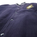 Made in Canada 90s CANADA SPORTSWEAR Leather Sleeve Stadium Jacket XL Navy Leather Wool CANADIAN THUNDERBIRDS Embroidery