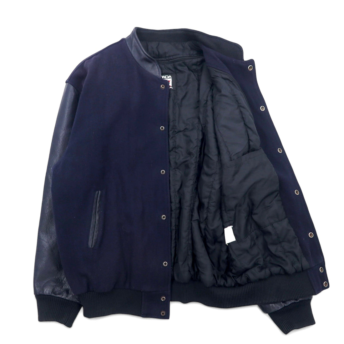 Made in Canada 90s CANADA SPORTSWEAR Leather Sleeve Stadium Jacket XL Navy Leather Wool CANADIAN THUNDERBIRDS Embroidery