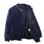 Made in Canada 90s CANADA SPORTSWEAR Leather Sleeve Stadium Jacket XL Navy Leather Wool CANADIAN THUNDERBIRDS Embroidery