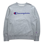 Champion Basic Crew Neck Sweatshirt L Grey Cotton Script Logo C3-H004
