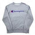 Champion Basic Crew Neck Sweatshirt L Grey Cotton Script Logo C3-H004