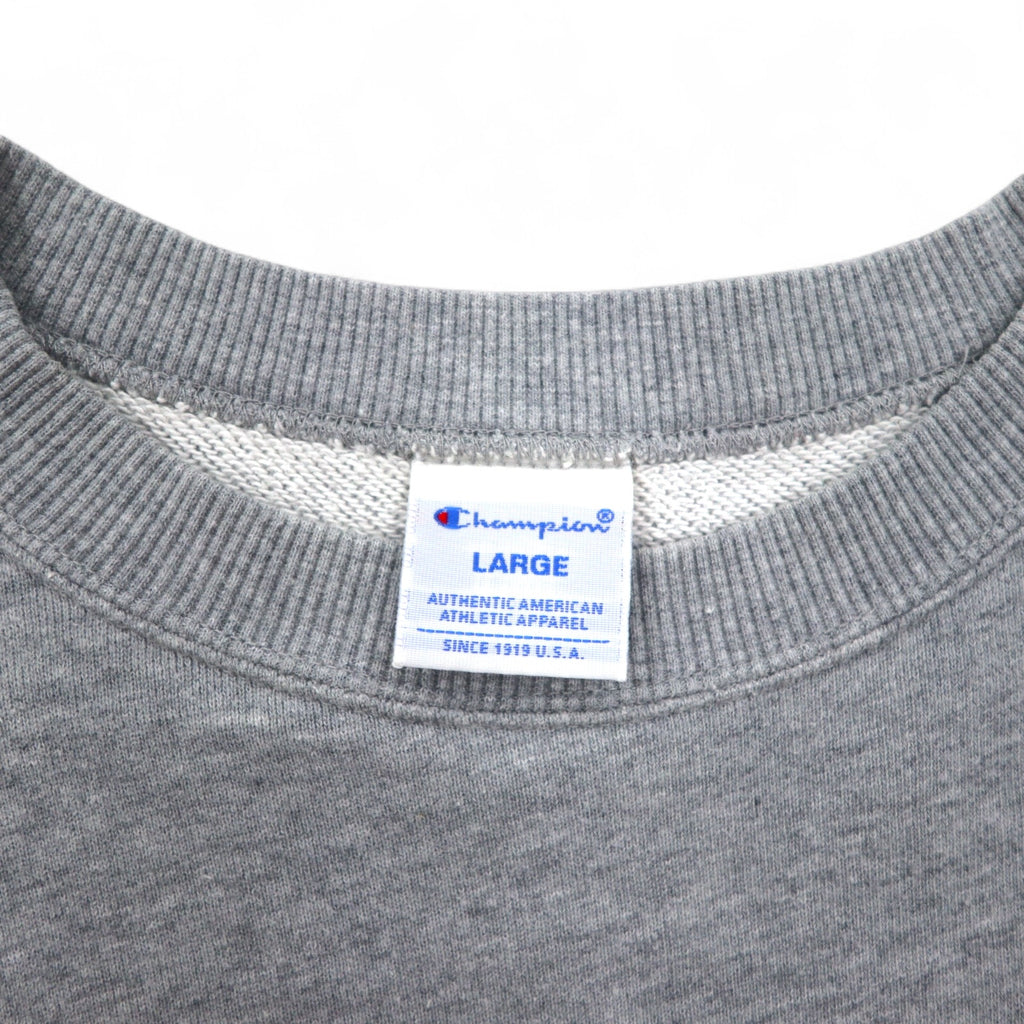 Champion Basic Crew Neck Sweatshirt L Grey Cotton Script Logo C3-H004