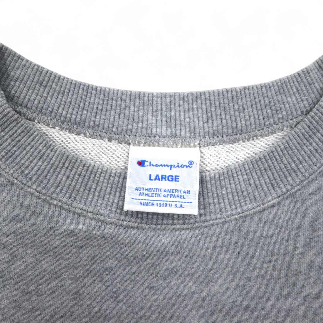 Champion Basic Crew Neck Sweatshirt L Grey Cotton Script Logo C3-H004