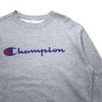 Champion Basic Crew Neck Sweatshirt L Grey Cotton Script Logo C3-H004