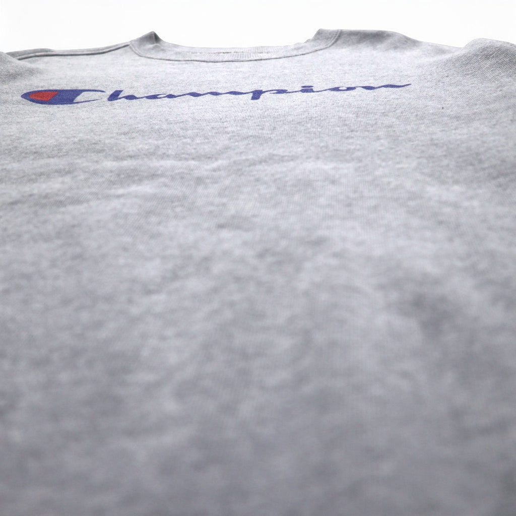 Champion Basic Crew Neck Sweatshirt L Grey Cotton Script Logo C3-H004