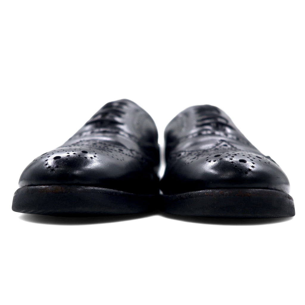 Burberry Wingtip Medallion Dress Shoes 24.5cm Black Leather 1402 Made in Japan
