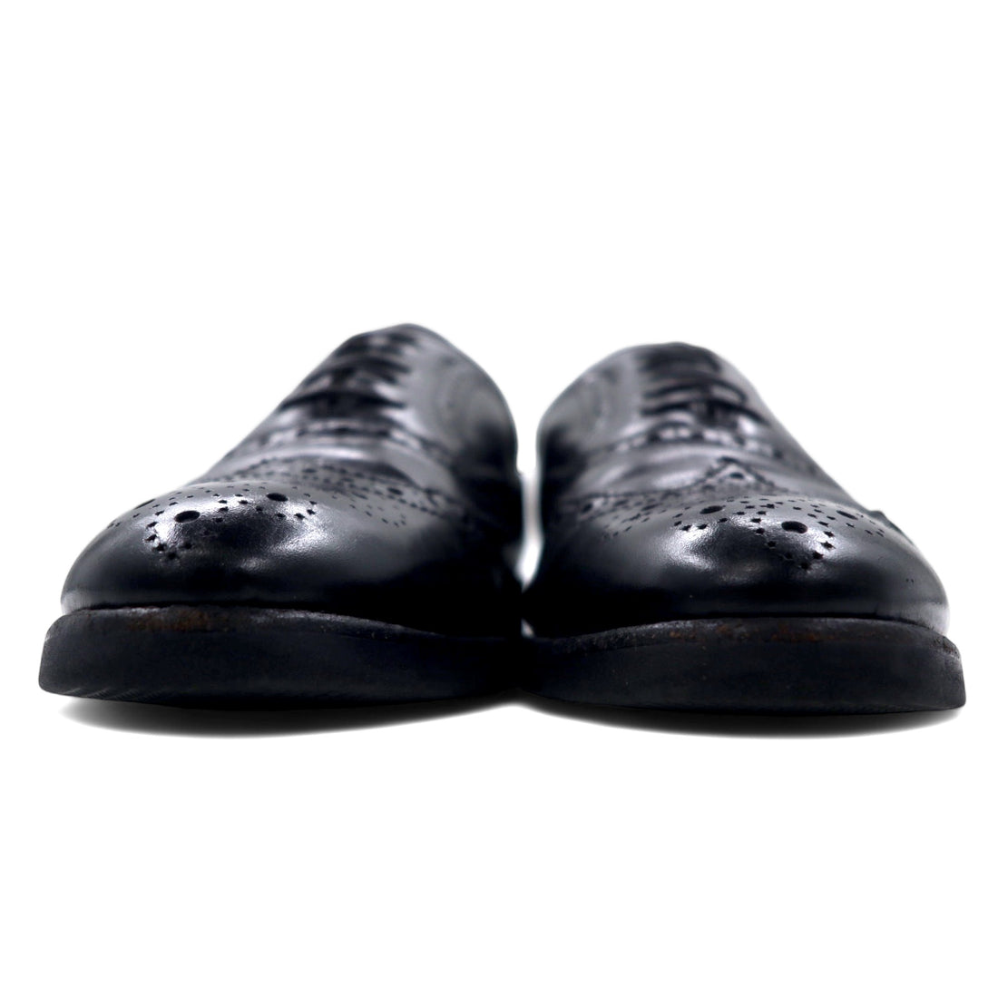 Burberry Wingtip Medallion Dress Shoes 24.5cm Black Leather 1402 Made in Japan