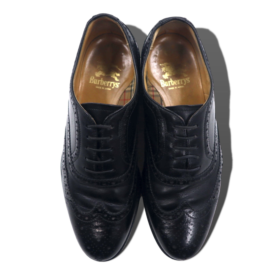 Burberry Wingtip Medallion Dress Shoes 24.5cm Black Leather 1402 Made in Japan
