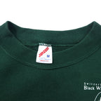 JERZEES Made in USA 90's Crew Neck Sweat M Green Cotton Brushed Back Black Walnut Festival