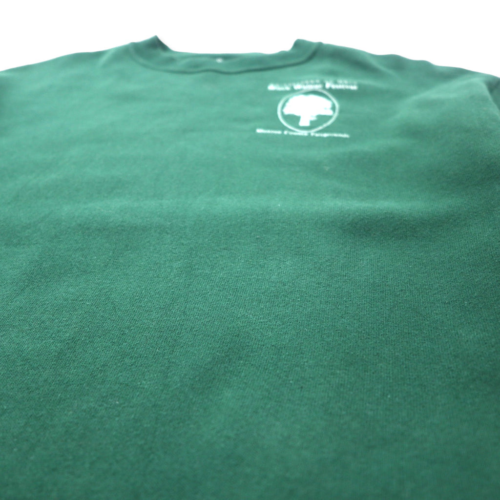 JERZEES Made in USA 90's Crew Neck Sweat M Green Cotton Brushed Back Black Walnut Festival