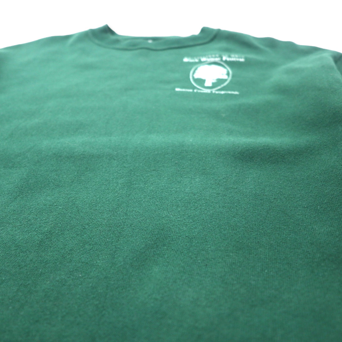 JERZEES Made in USA 90's Crew Neck Sweat M Green Cotton Brushed Back Black Walnut Festival