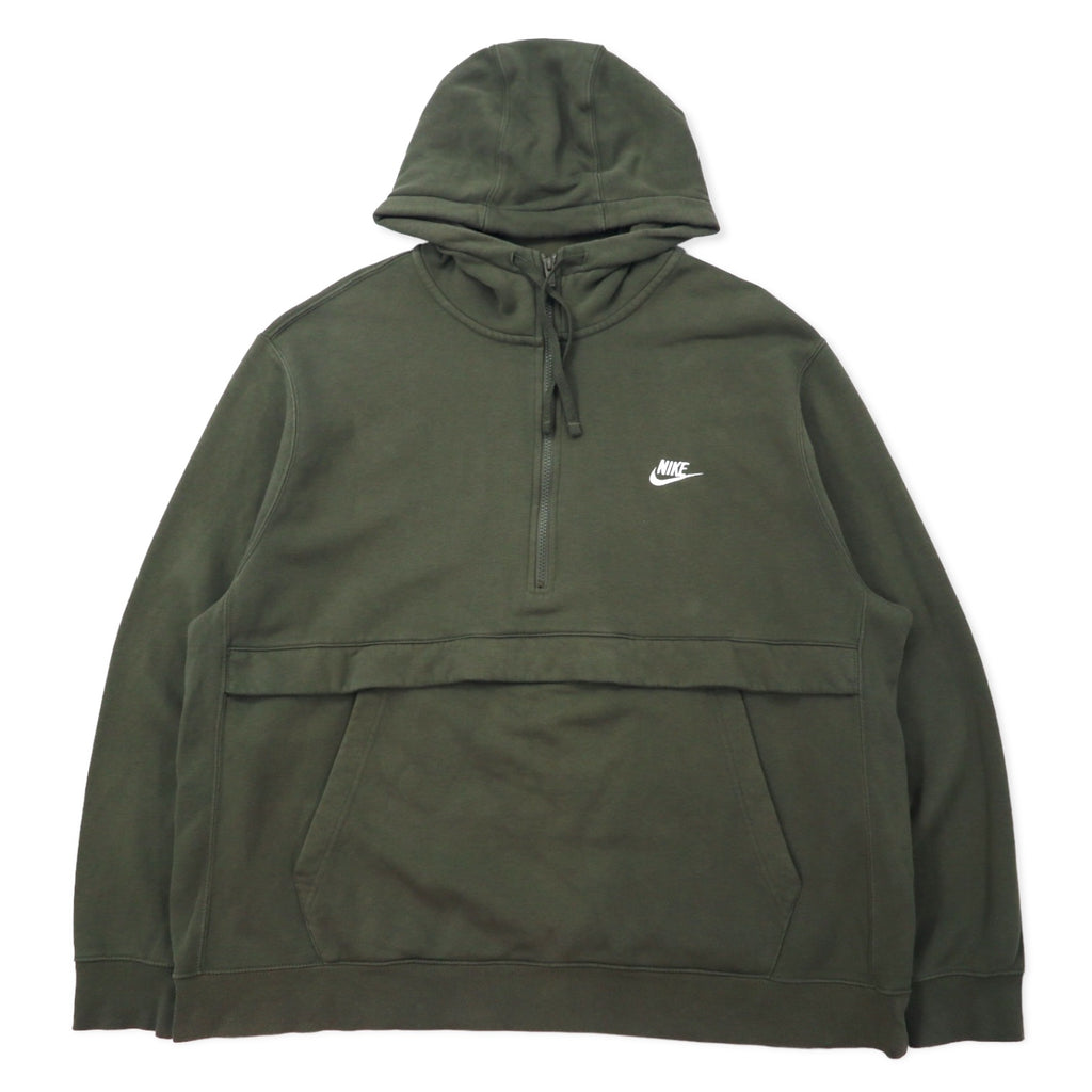 日本然リトテ-古着オンライン-NIKE ハーフジップ フーディー アノラックパーカー XXL カーキ コットン NSW Club Fleece Half-Zip Hoodie BV2699-380-NIKE Half-Zip Hoodie Anorak Hoodie XXL Khaki Cotton NSW Club Fleece Half-Zip Hoodie BV2699-380
